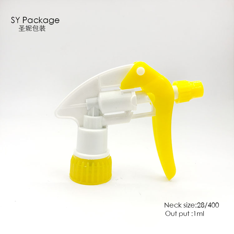 28/400 yellow color plastic trigger sprayer with 6mm dia big straw